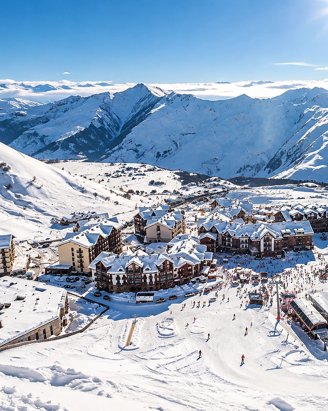 Panoramic winter view of the Gudauri ski resort